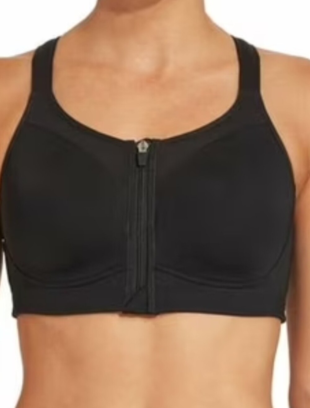 CALIA size 38D Go All Out Zip Front‎ Sports Bra Black Built In Cups Adjustable